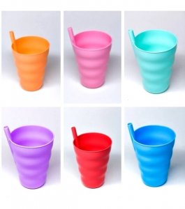  Renkli Pipetli Plastik Bardak